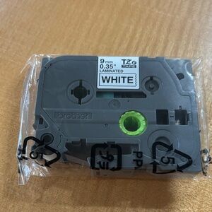 Brother TZe Tape 9mm White Text on Gray .35” Label Maker cartridge